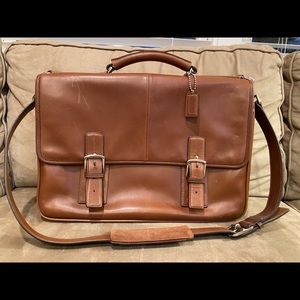 Coach Men’s Leather Briefcase Messenger Bag with Laptop Pocket